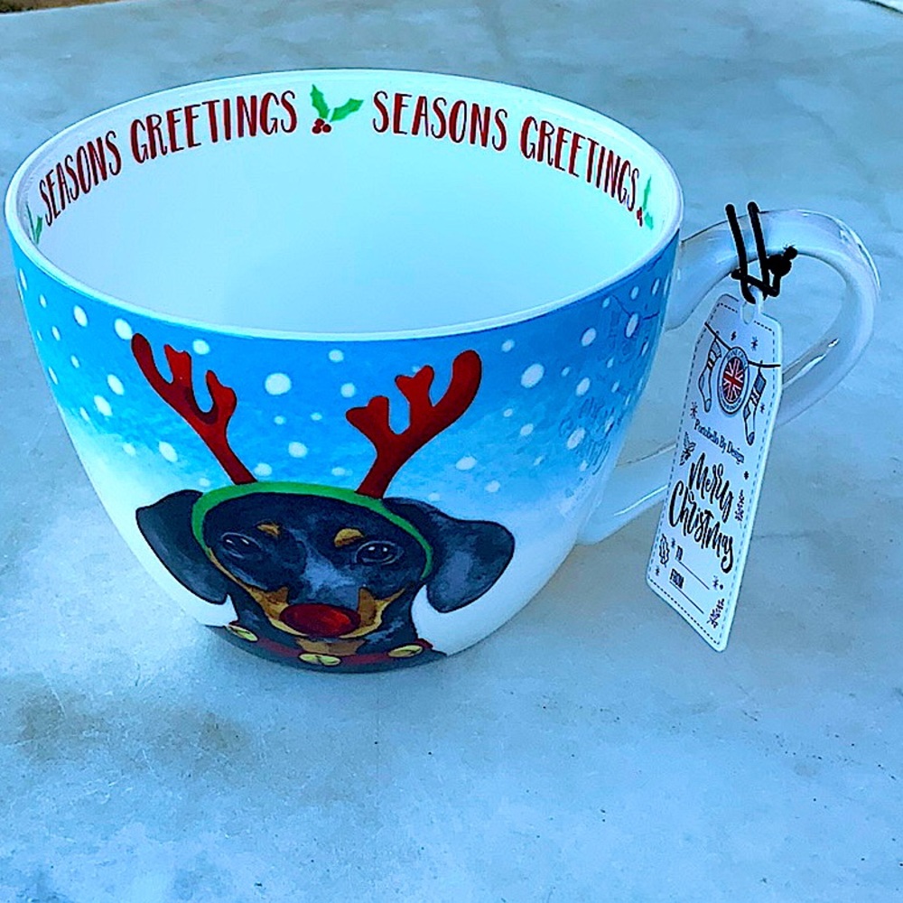 PORTOBELLO BY DESIGN MUG SEASONS GREETING RUDOLF DOG ENGLAND PORCELAINE